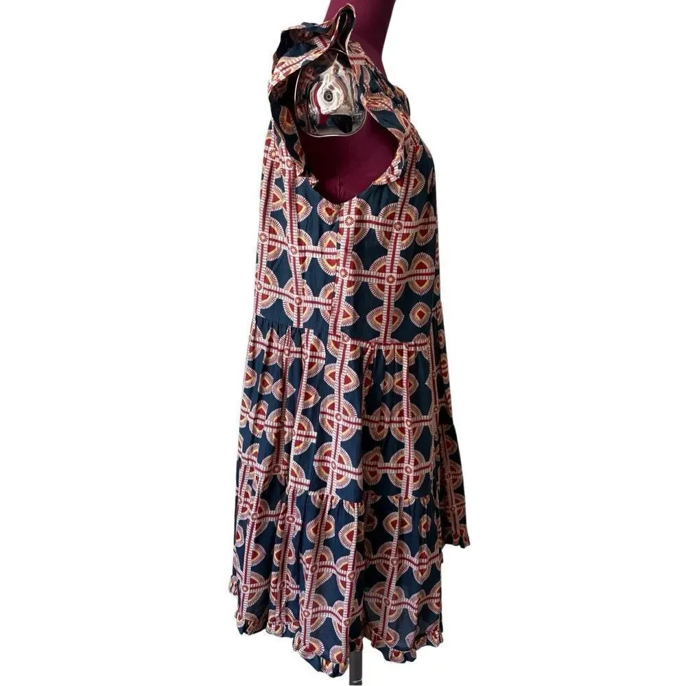 Sea New York Leigh Print Short Sleeve Tiered Mini Dress size M Multicolor - Picture 8 of 8